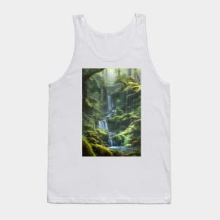 Waterfalls in a Greenish Forest Tank Top